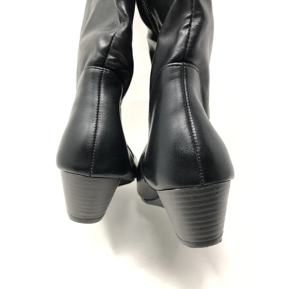 A NEW‎ DAY Womens 10 Tall Faux Leather Boots Low Wedge